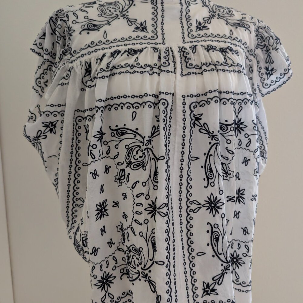 Madewell White Button-Down Bandana Print Top - Picture 6 of 8